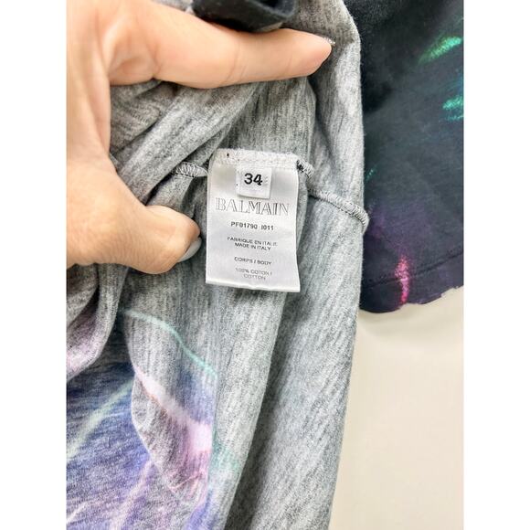 Balmain Army You Are Outnumbered Distressed Graphic Tee Black Multi Women 34 / 2 - Picture 5 of 6